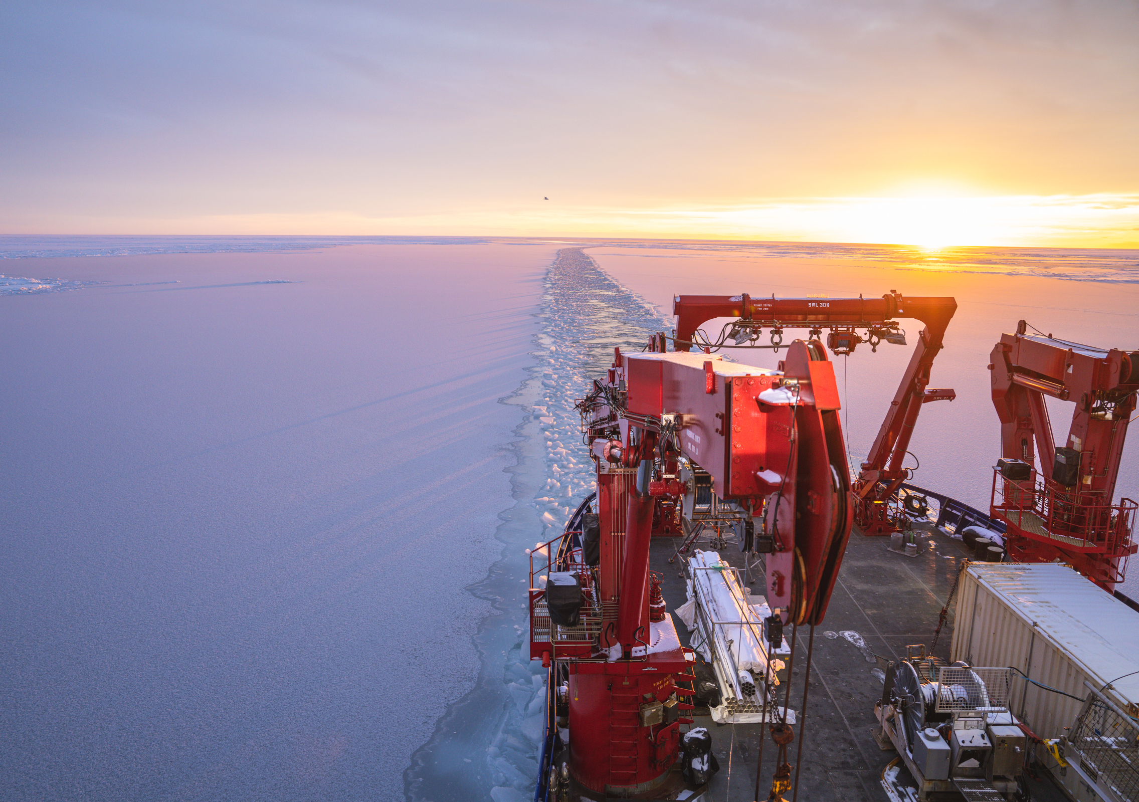 View of the sunset from the R/V Sikuliaq